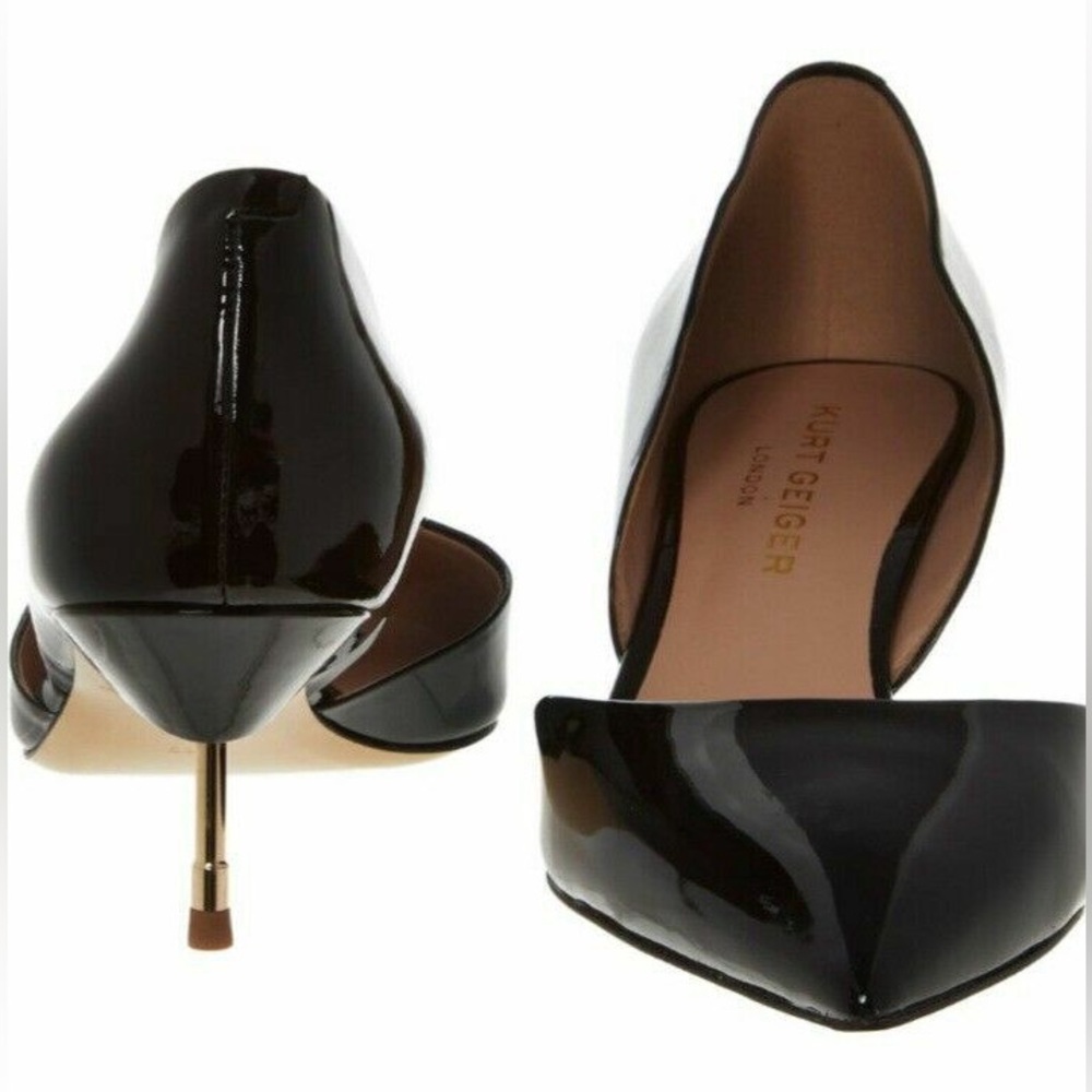 Kurt Geiger Bond 60 Black Patent Low Heel Court Shoes